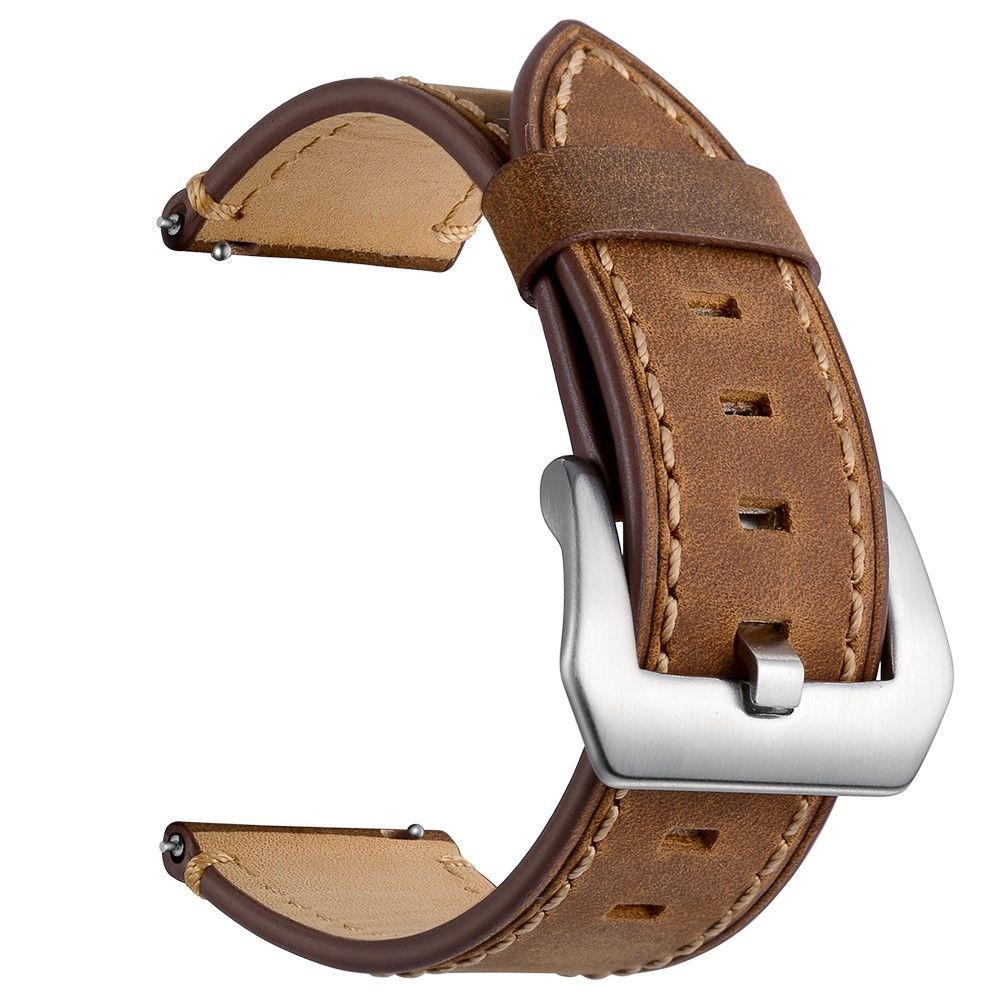 marque generique - Bracelet en cuir véritable marron pour votre Xiaomi Huami Amazfit Watch 2/1 22mm - Accessoires bracelet connecté