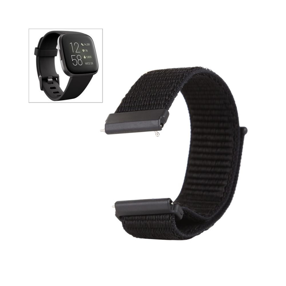 Wewoo - Bracelet pour montre connectée de Fitbit Versa / 2 en nylon avec crochet et fermeture à boucle noir - Bracelet connecté