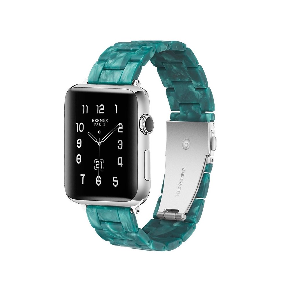 Wewoo - Bracelet de montre en résine Simple Fashion pour Apple Watch séries 5 et 4 44 mm et séries 3 et 2 et 1 42 mm Vert poilu - Accessoires Apple Watch