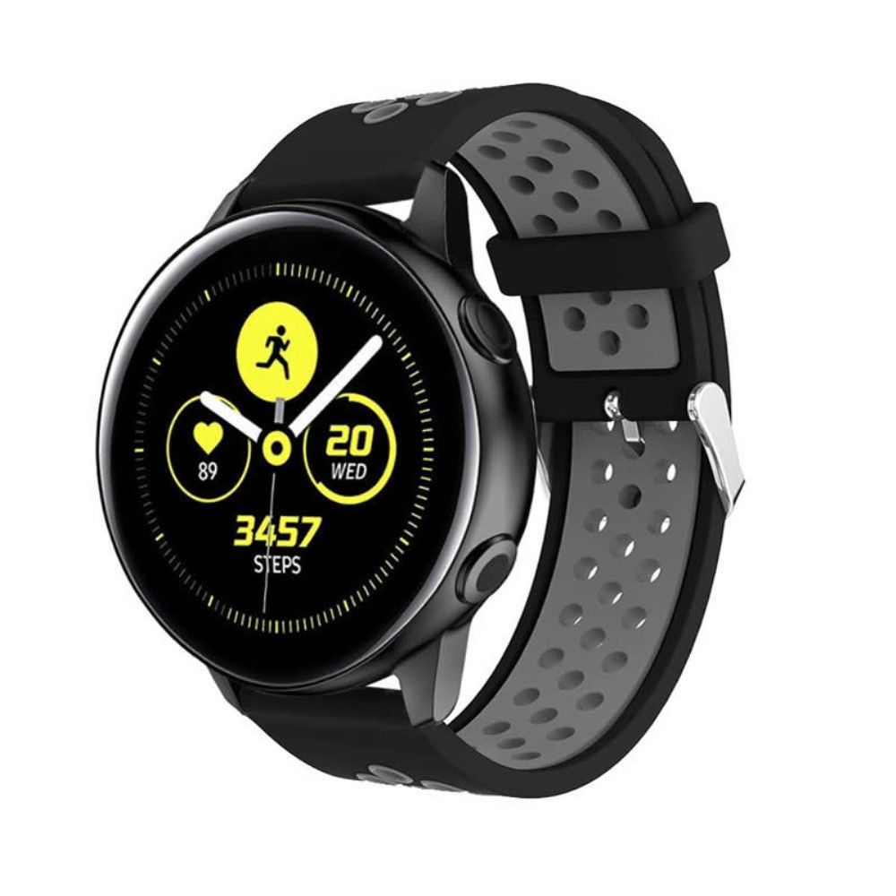 marque generique - Bracelet en TPU deux couleurs noir/gris pour votre Samsung Galaxy Watch Active - Accessoires bracelet connecté