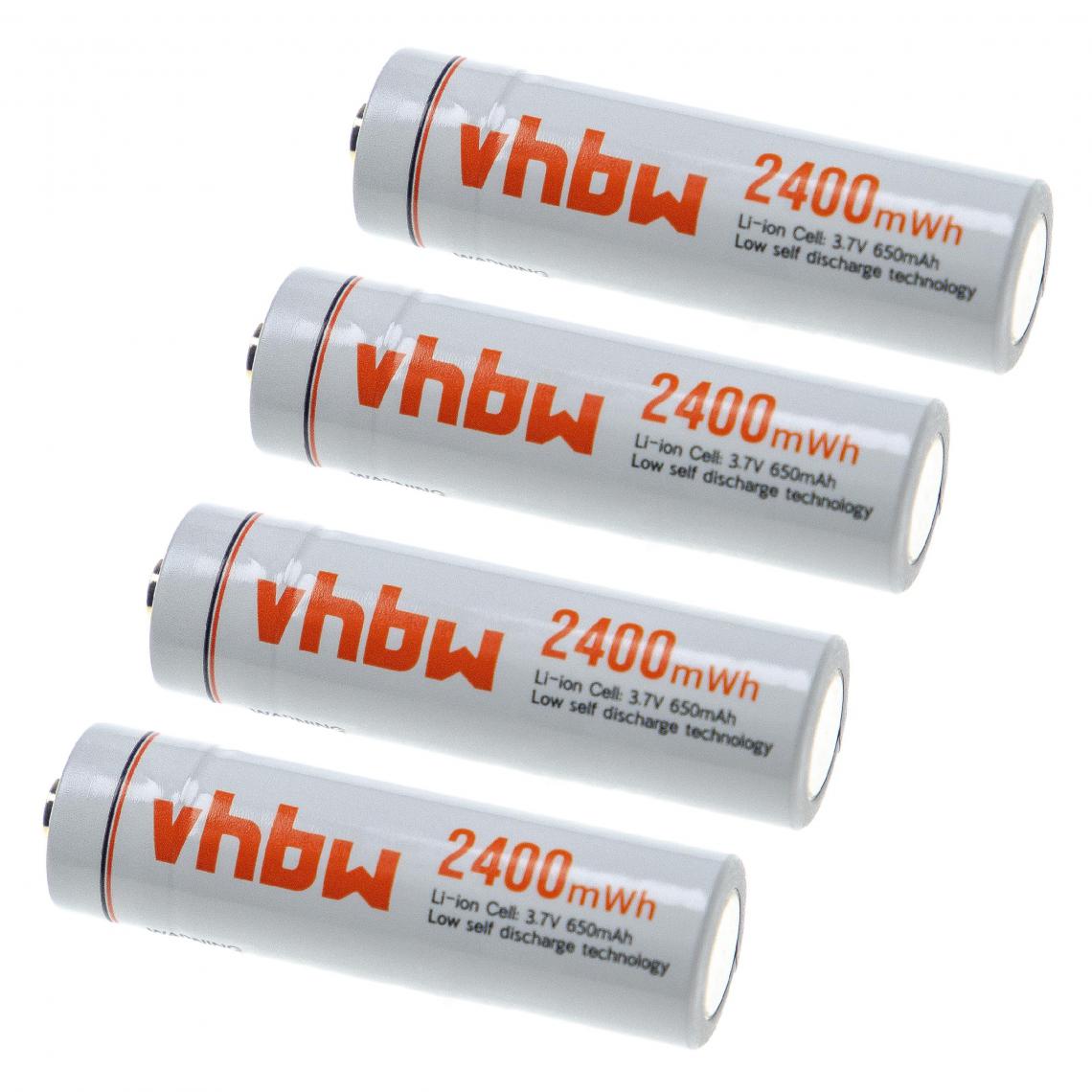 Vhbw - vhbw Piles rechargeables AA Mignon, 4 pièces - Batteries rechargeables (650mAh, 3,7V, Li-ion) - Autre appareil de mesure