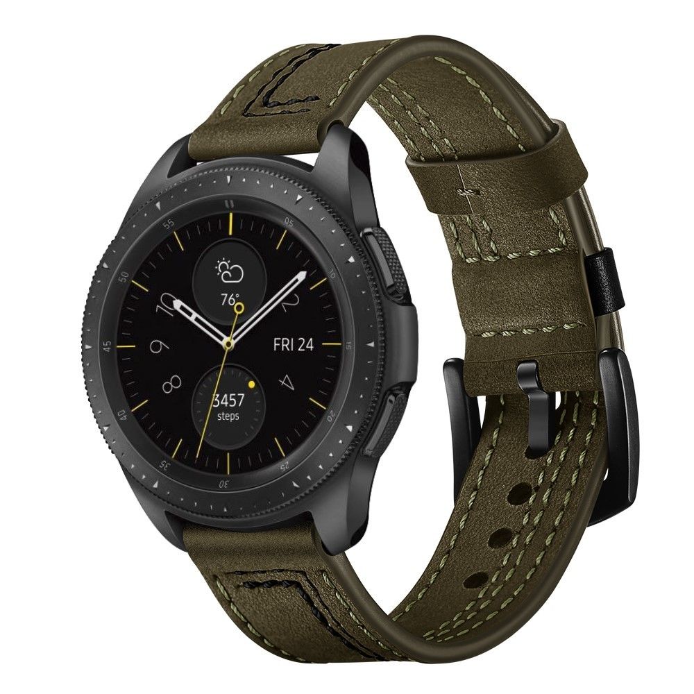 marque generique - Bracelet en cuir véritable 22mm points en forme vert pour votre Huawei Watch GT/Samsung Galaxy Watch 46mm - Accessoires bracelet connecté