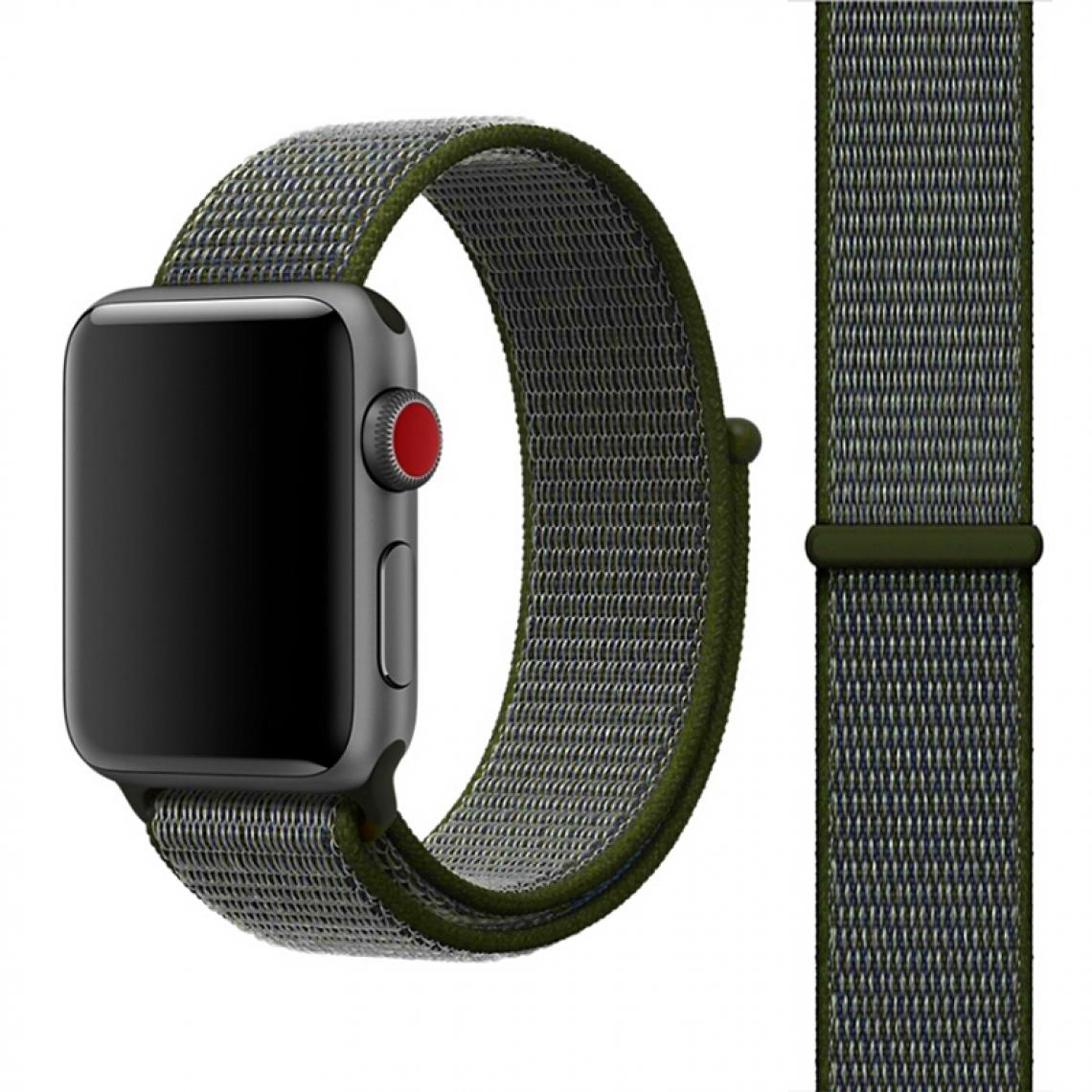 Wewoo - Bracelet vert armée pour Apple Watch Series 3 & 2 & 1 42mm simple de montre de mode en nylon avec Magic Stick - Accessoires Apple Watch