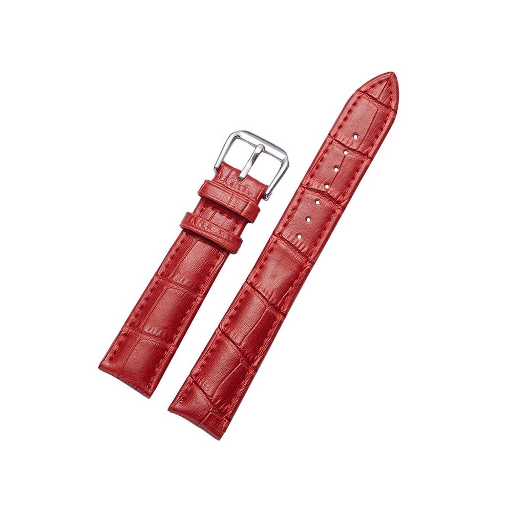 Wewoo - Bracelet pour montre connectée Dragonne en cuir de détachable cuirSpécification 16mm Rouge - Bracelet connecté
