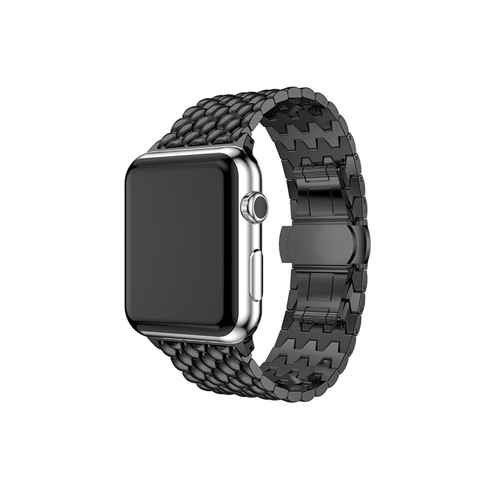Izen - Bracelet En Acier Inoxydable Métal Pour Apple Watch Modèle 42Mm 44Mm_Noir - Accessoires Apple Watch