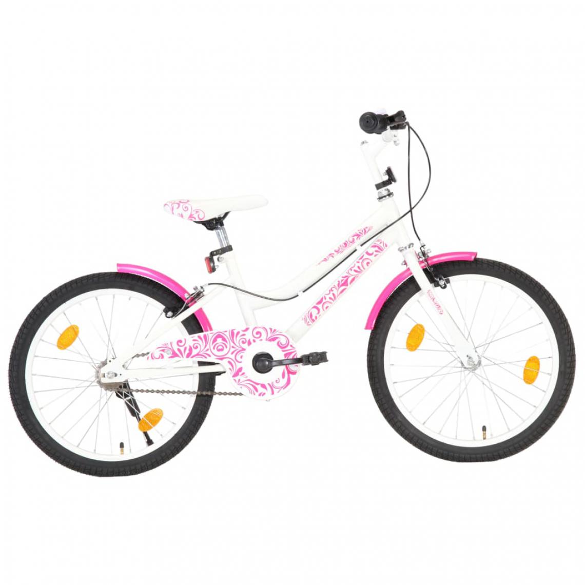 Icaverne - Icaverne - Vélos ensemble Vélo pour enfants 20 pouces Rose et blanc - Vélo électrique