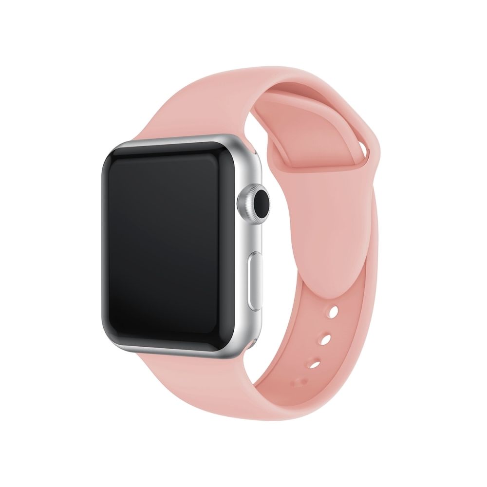 Wewoo - Bracelet Bande de montre en silicone à double rivets pour Apple Watch séries 3 et 2 1 38 mm (Rose rouge) - Accessoires Apple Watch