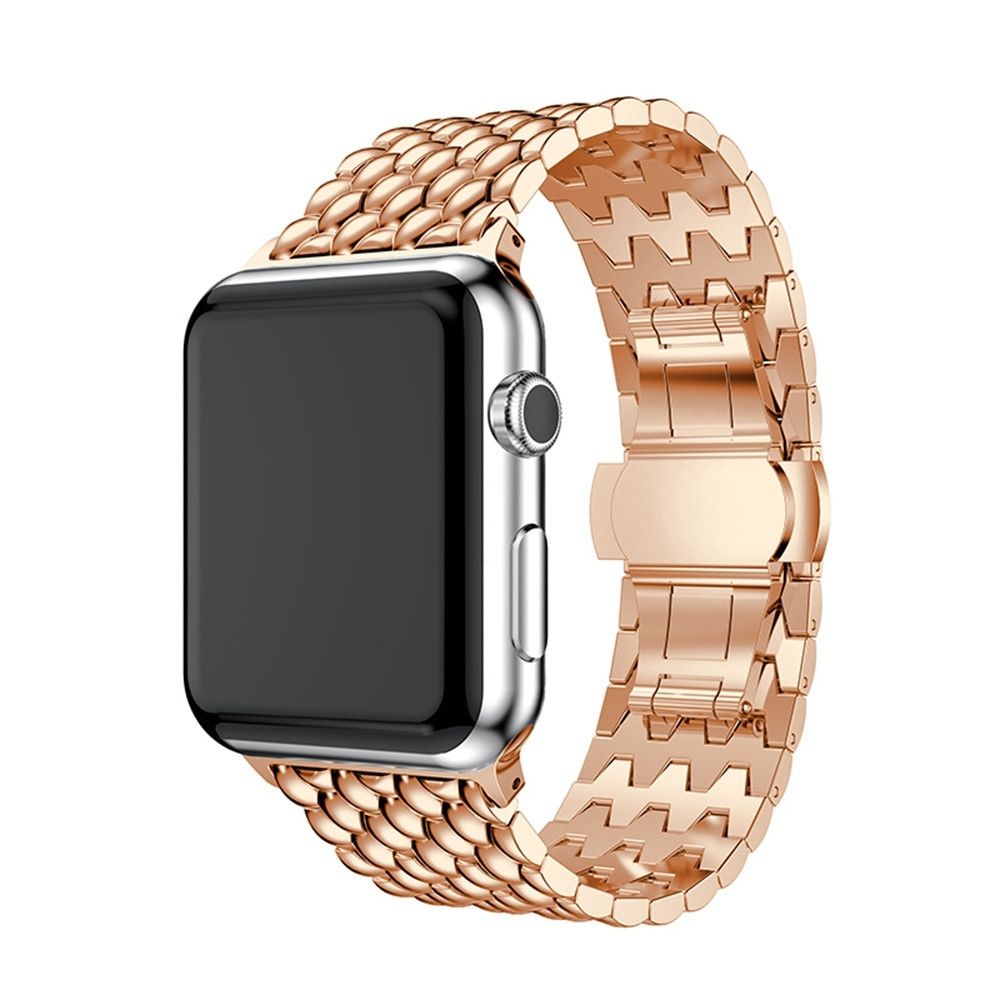 Wewoo - Bracelet montre en acier inoxydable massif Dragon Grain pour Apple Watch séries 3 et 2 et 1 42 mm or rose - Accessoires Apple Watch