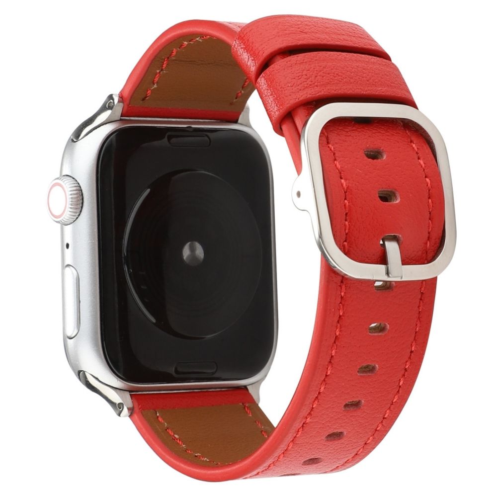 Wewoo - Pour Apple Watch séries 5 et 4 40 mm / 3 et 2 et 1 38 mm boucle de style moderne Bracelet en cuir véritable rouge - Accessoires montres connectées