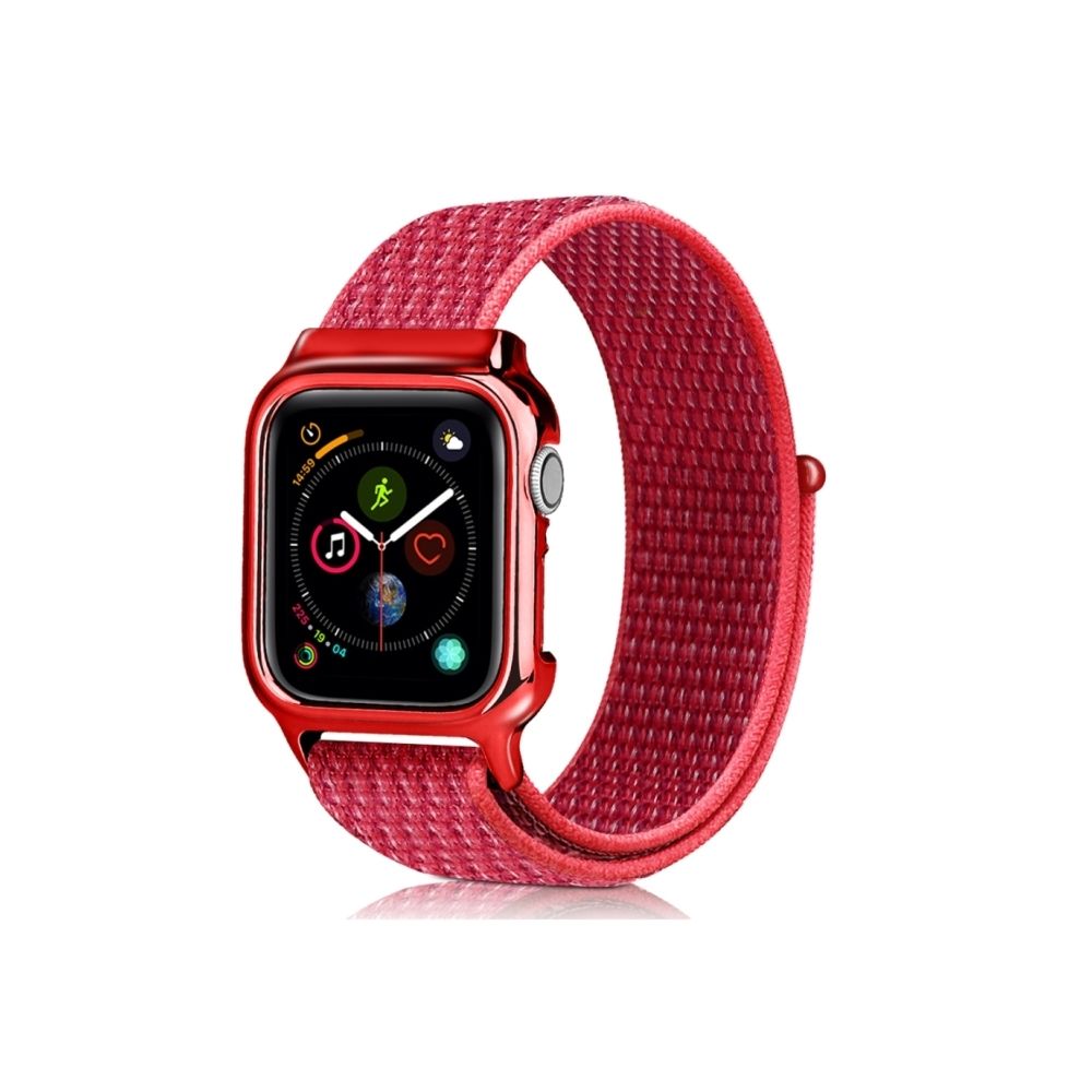 Wewoo - Bracelet de montre simple en nylon avec cadre pour Apple Watch série 4 40 mm rose hibiscus - Accessoires Apple Watch
