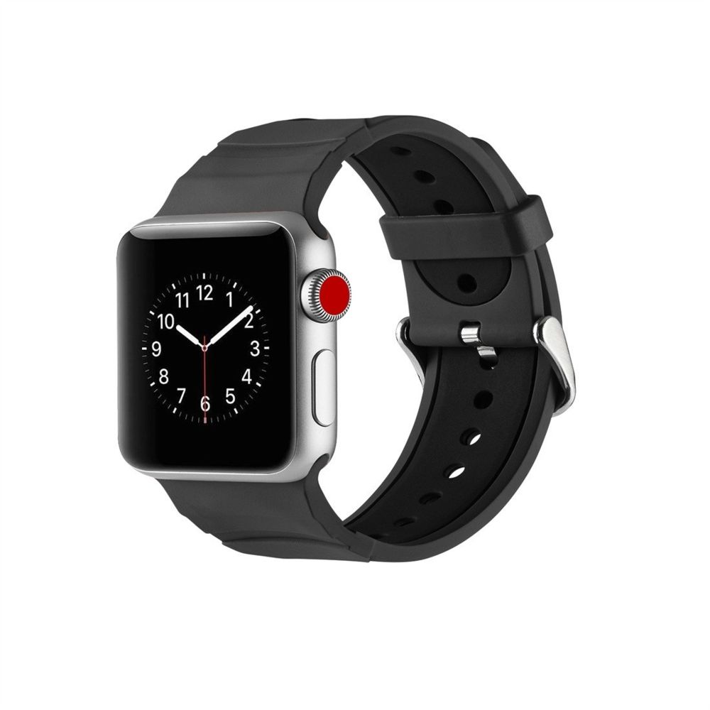 Wewoo - Bracelet de montre concavo en silicone concave pour Apple Watch séries 3 et 2 et 1 38 mm noir - Accessoires montres connectées