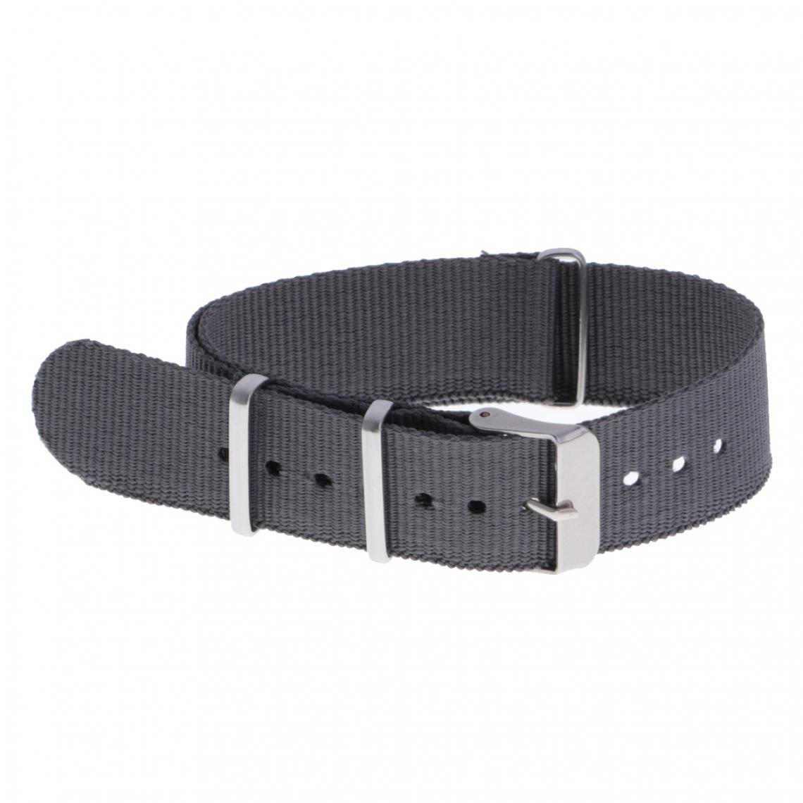marque generique - Bande de montre en nylon tissée bracelet bracelet en acier inoxydable boucle gris 22mm - Accessoires montres connectées