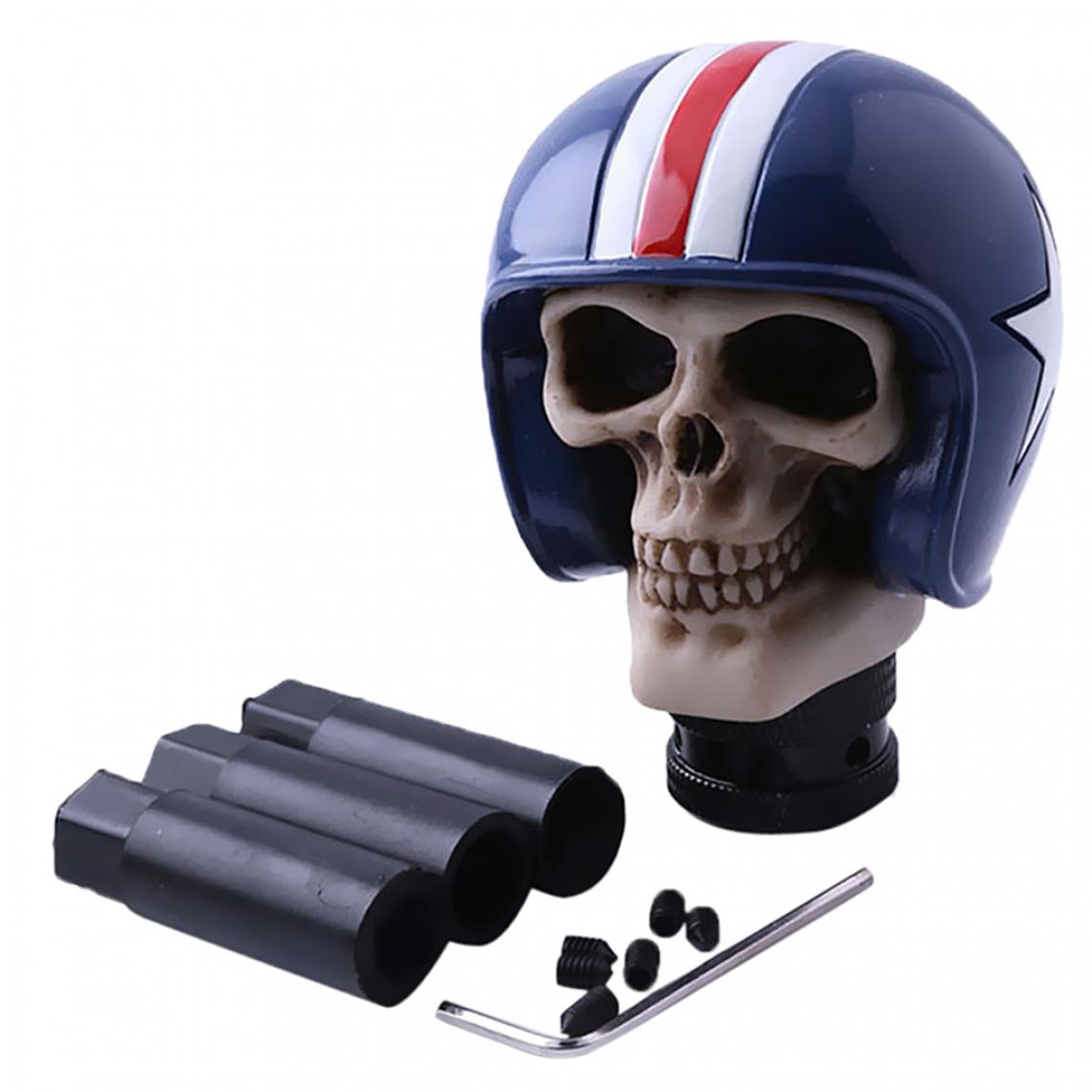 marque generique - Voiture Skull Crâne Tête Pommeau de Levier de Vitesse Universel Bleu - Accessoires Mobilité électrique