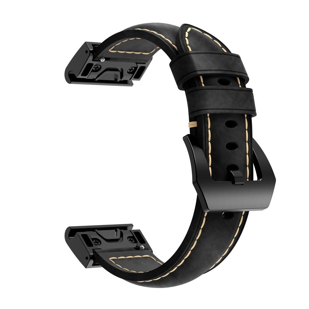 marque generique - Bracelet en cuir véritable noir pour votre Garmin Fenix 5X - Accessoires bracelet connecté