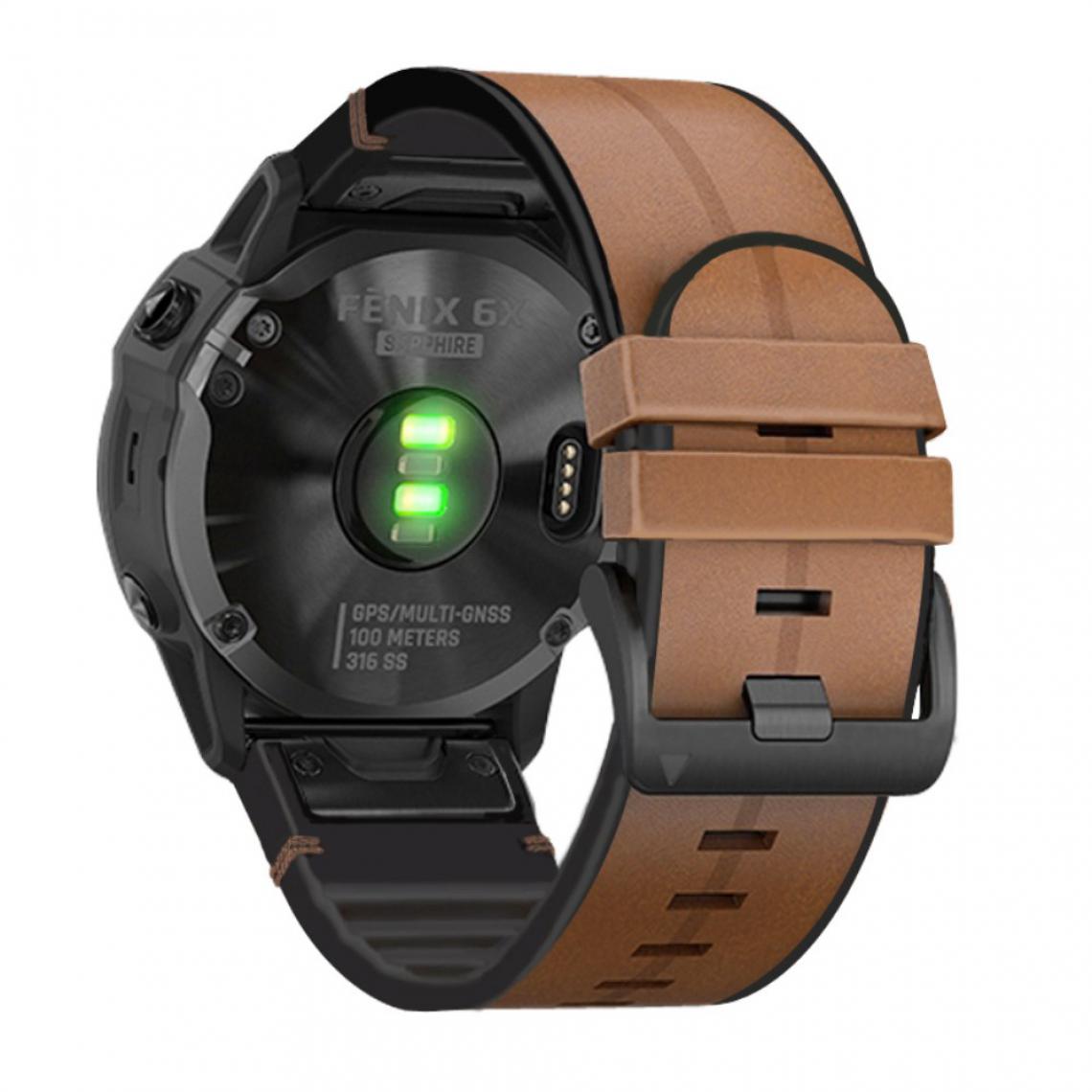 Other - Bracelet en PU + silicone Surface de 26 mm marron pour votre Garmin Watch - Accessoires bracelet connecté