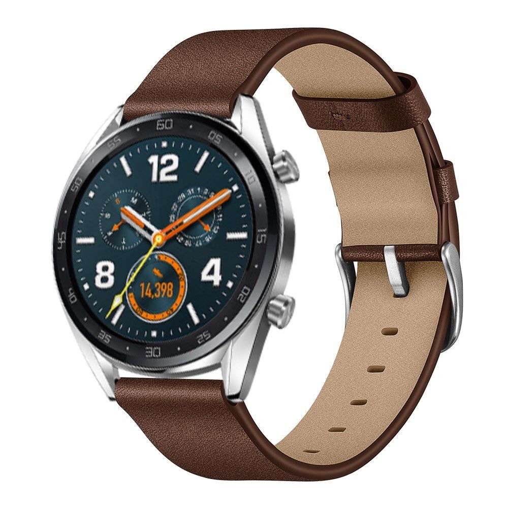 marque generique - Bracelet en cuir véritable marron pour votre Huawei Watch GT/Watch Magic/Watch 2 - Accessoires bracelet connecté