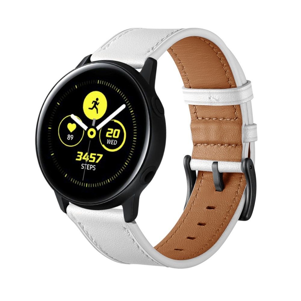 marque generique - Bracelet en cuir véritable blanc pour votre Samsung Galaxy Watch Active1/Active2 40mm/44mm - Accessoires bracelet connecté