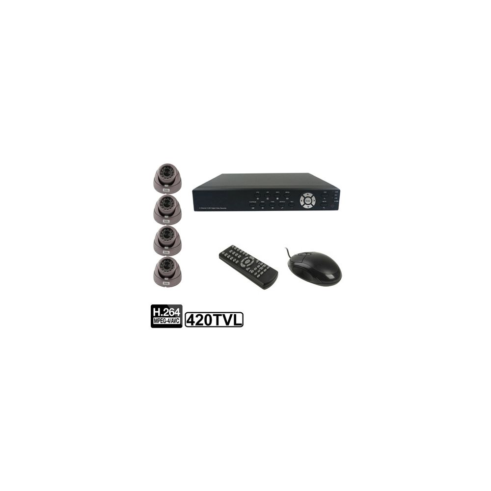 Wewoo - Vidéosurveillance Kit enregistreur vidéo numérique embarqué 4-CH 1/4 CCD Sharp, 420TVL, LED 24 x IR, objectif 6mm, Distance IR: 25m, H.264 8204EV + 622A - Accessoires sécurité connectée