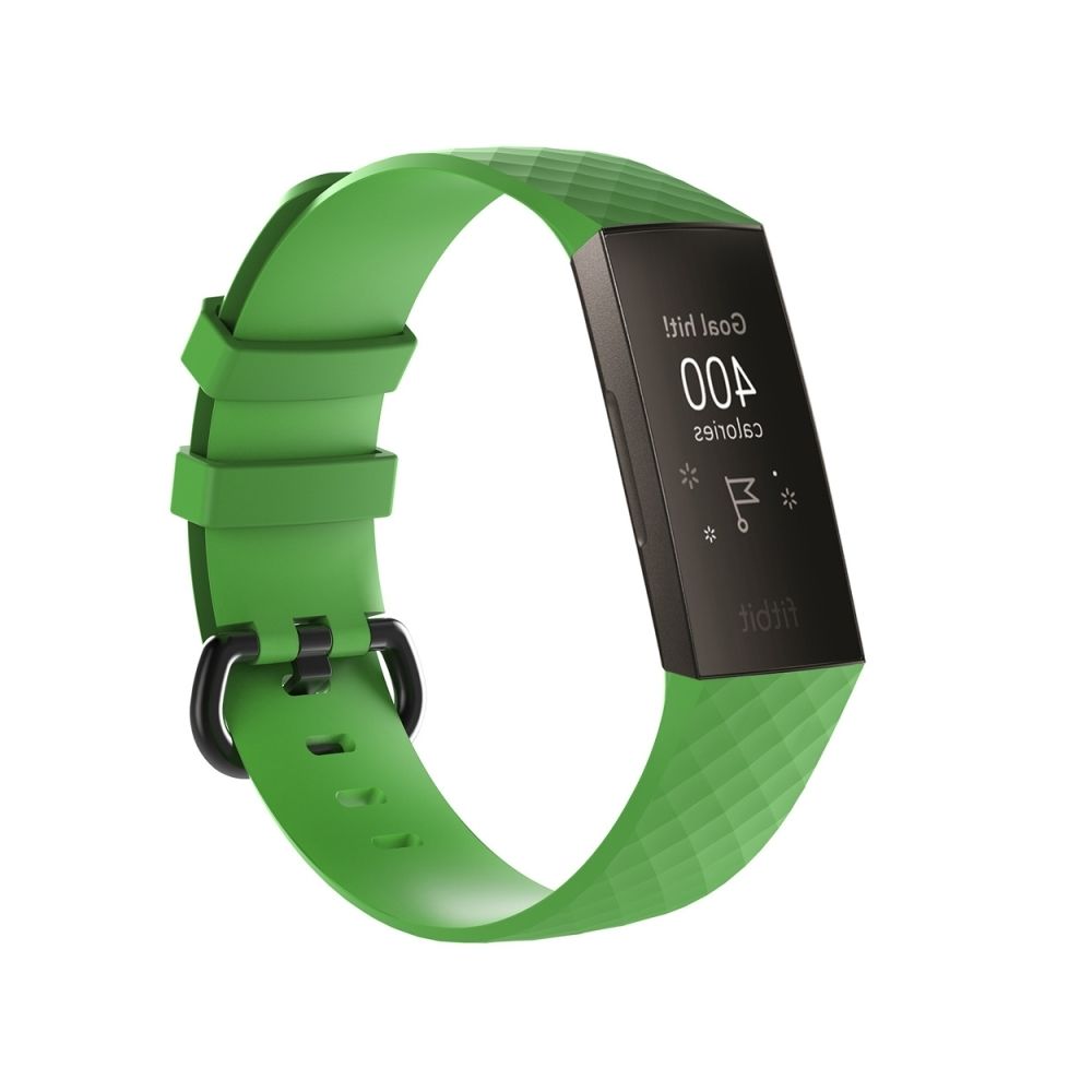 Wewoo - Bracelet montre en silicone à motif de diamants pour Fitbit Charge 3 (vert) - Bracelet connecté