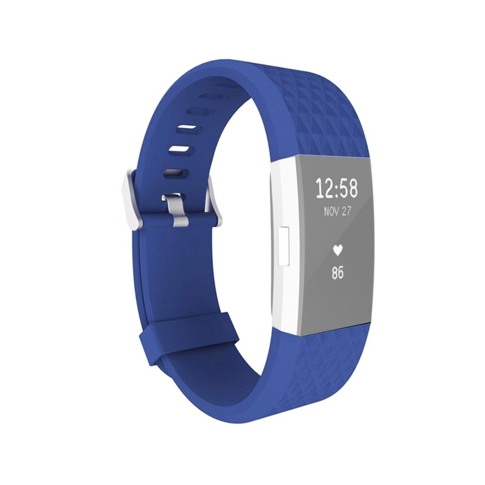Wewoo - Bracelet bleu pour Fitbit Charger 2 Montre Diamond Texture TPU Bracelet, Longueur totale: 23cm - Bracelet connecté