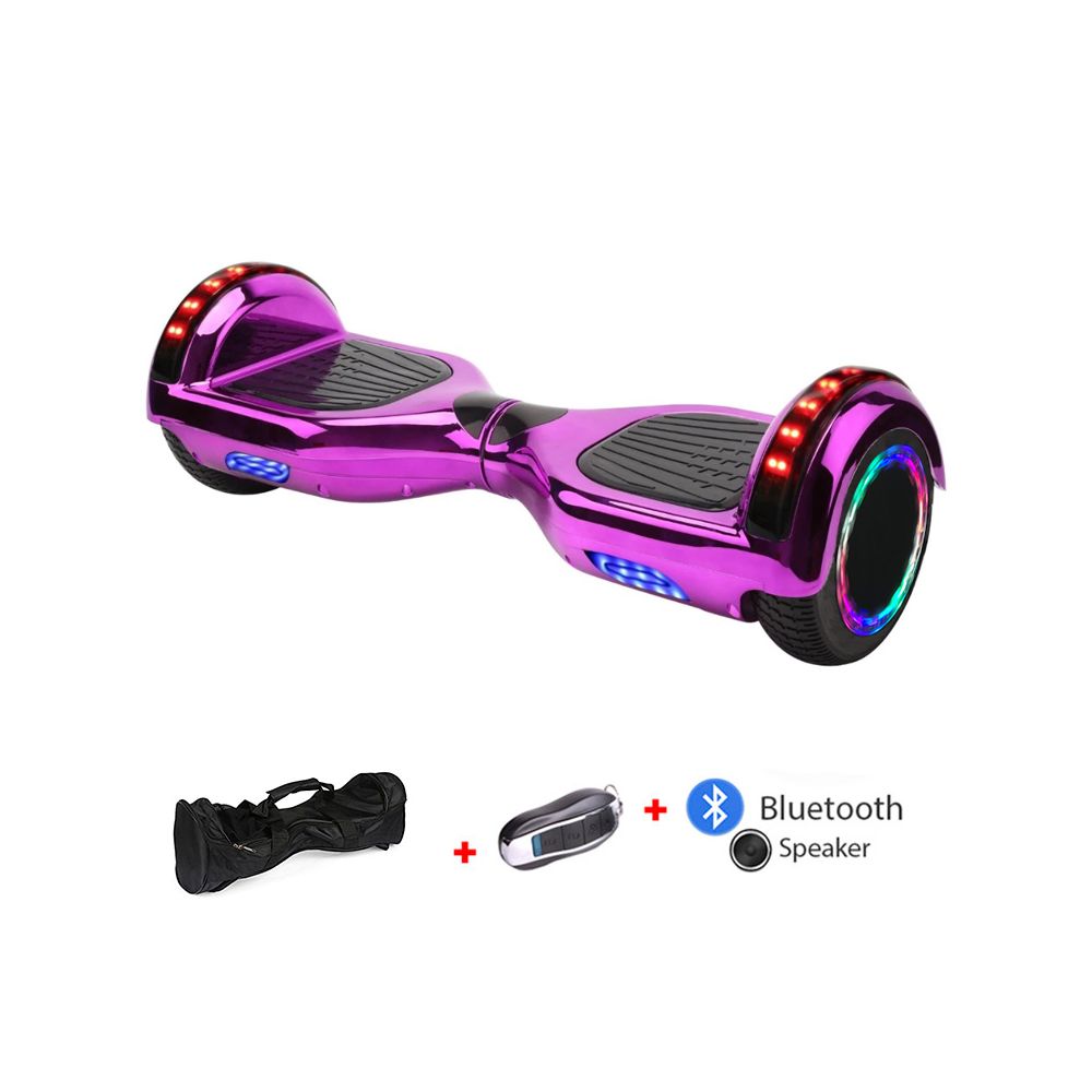 Mac Wheel - 6,5 pouces rose Hoverboard Gyropod Overboard Smart Scooter + Bluetooth + Sac + clé à distance + roue LED - Gyropode