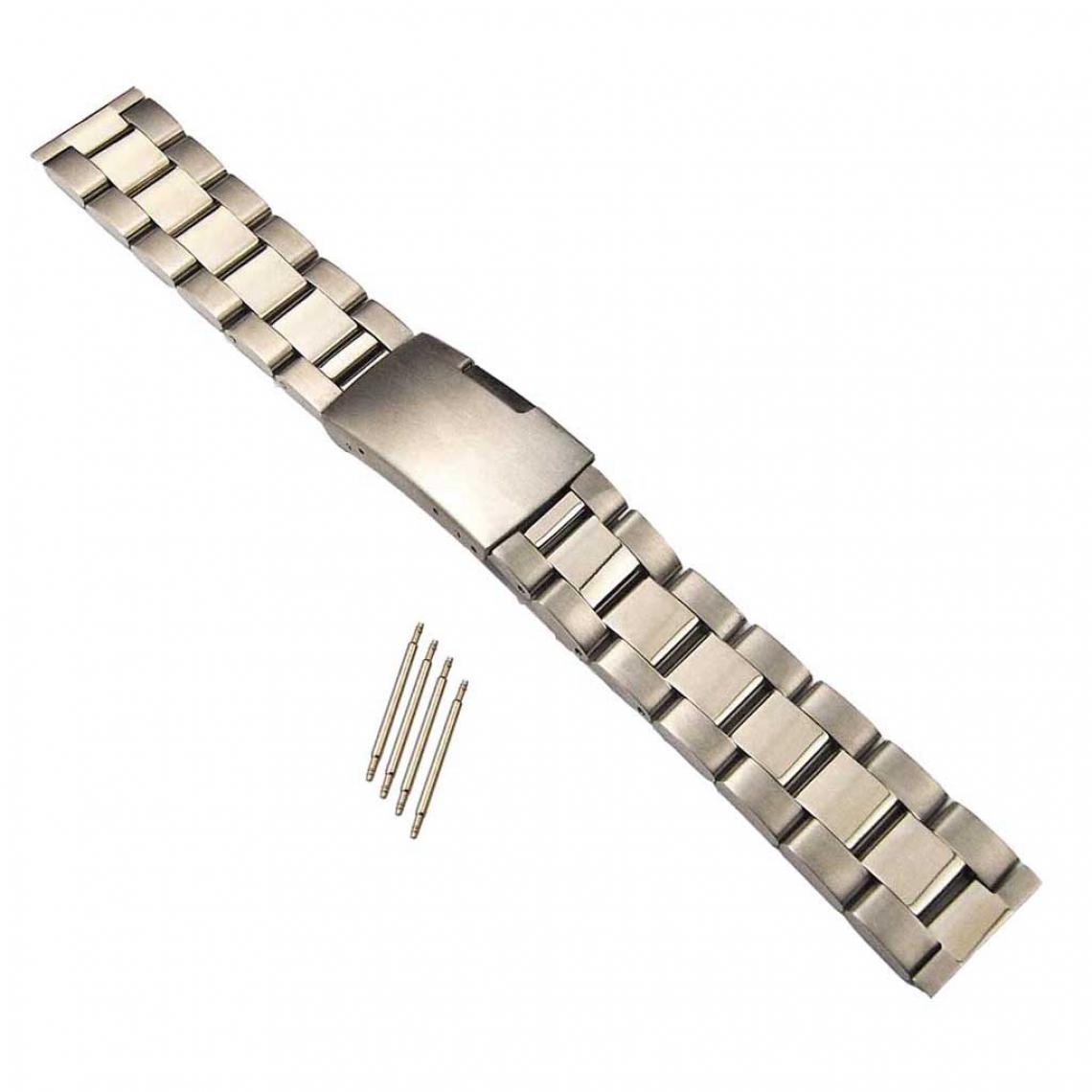 marque generique - bracelet de remplacement en acier inoxydable massif argent bracelet bracelet 24mm - Accessoires montres connectées