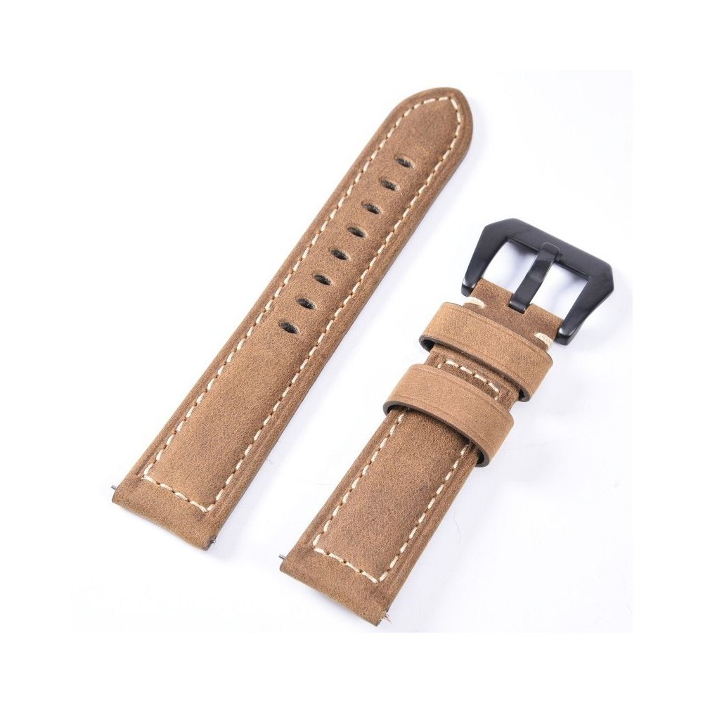 Wewoo - Bracelet pour montre connectée Grande boucle noire en cuir givré de Huawei Watch GT / 2 Pro brun clair - Bracelet connecté