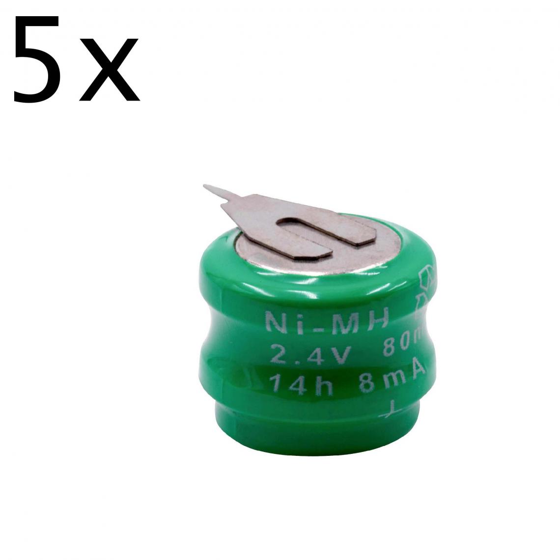 Vhbw - vhbw 5x NiMH pile bouton de remplacement pour type V80H 2 épingles 80mAh 2,4V convient pour les batteries de modélisme etc. - Autre appareil de mesure