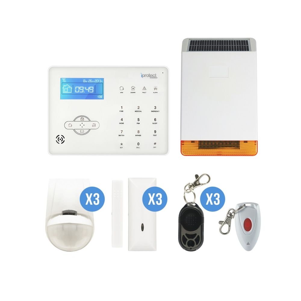 Iprotect - KIT ALARME TACTILE GSM + SIRENE SOLAIRE - Alarme connectée