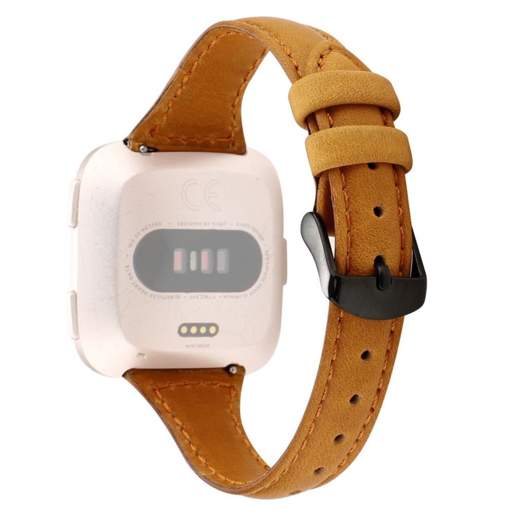 Wewoo - Bracelet pour montre connectée Fitbit Versa razy Cheval Texture En Cuir Véritable Marron Clair - Bracelet connecté