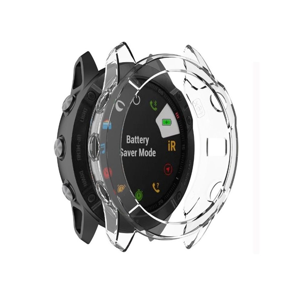 Wewoo - Boîtier de montre Pour Garmin Fenix 6X TPU demi-couverture Smart Watch Protevtice Case blanc - Accessoires montres connectées