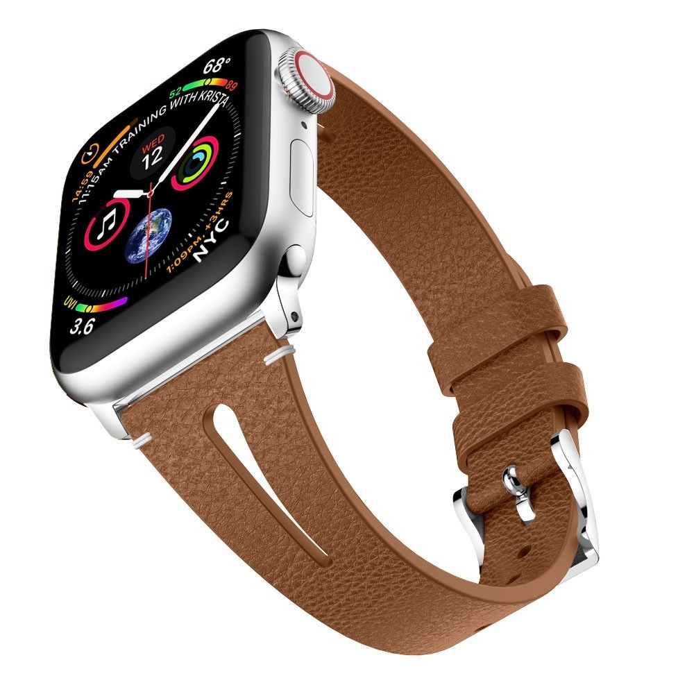Wewoo - Bracelet en cuir forme de goutte d'eau pour montre-bracelet Apple Watch séries 43 et 2 et 1 38 mm Marron - Accessoires montres connectées