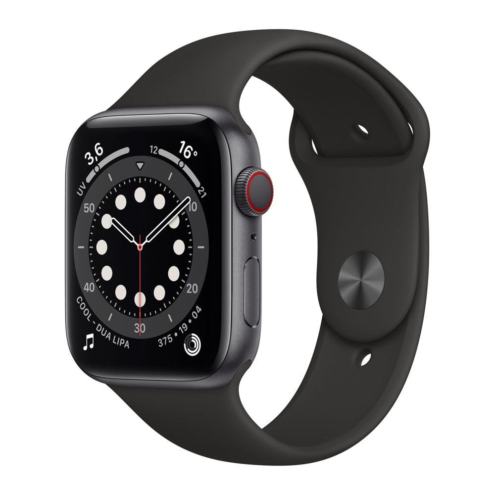 Apple - Watch Series 6 - GPS+Cellular - 44 - Alu Gris Sidéral / Bracelet Sport Noir - Regular - Apple Watch