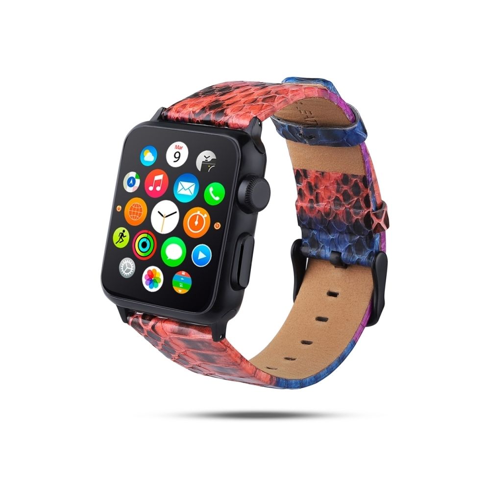 Wewoo - Bracelet en cuir pleine fleur avec texture de la peau de serpent pour Apple Watch série 4 40 mm et série 3 et 2 et 1 38 mm Couleur - Accessoires Apple Watch