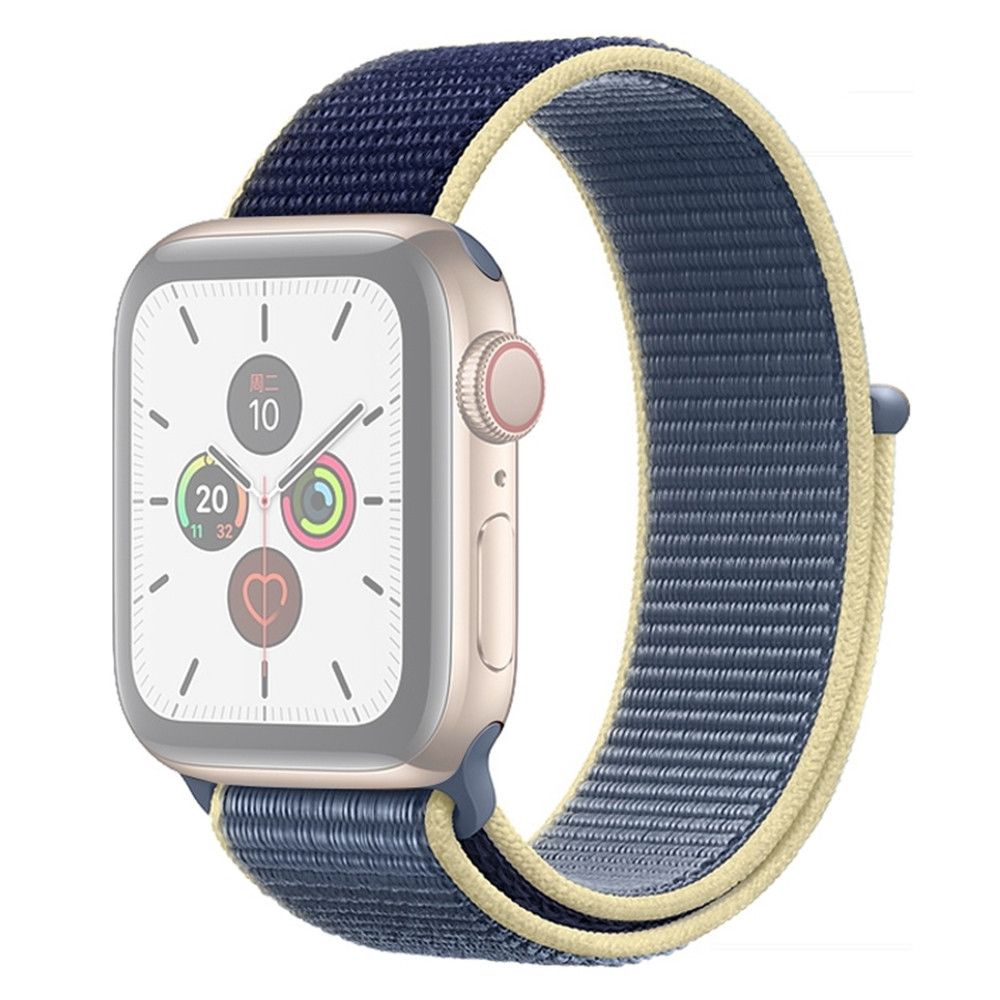 Wewoo - Pour Apple Watch séries 5 et 4 40mm / 3 & 2 & 1 Bracelet en nylon de couleur assortie 38mm bleu + jaune - Accessoires Apple Watch