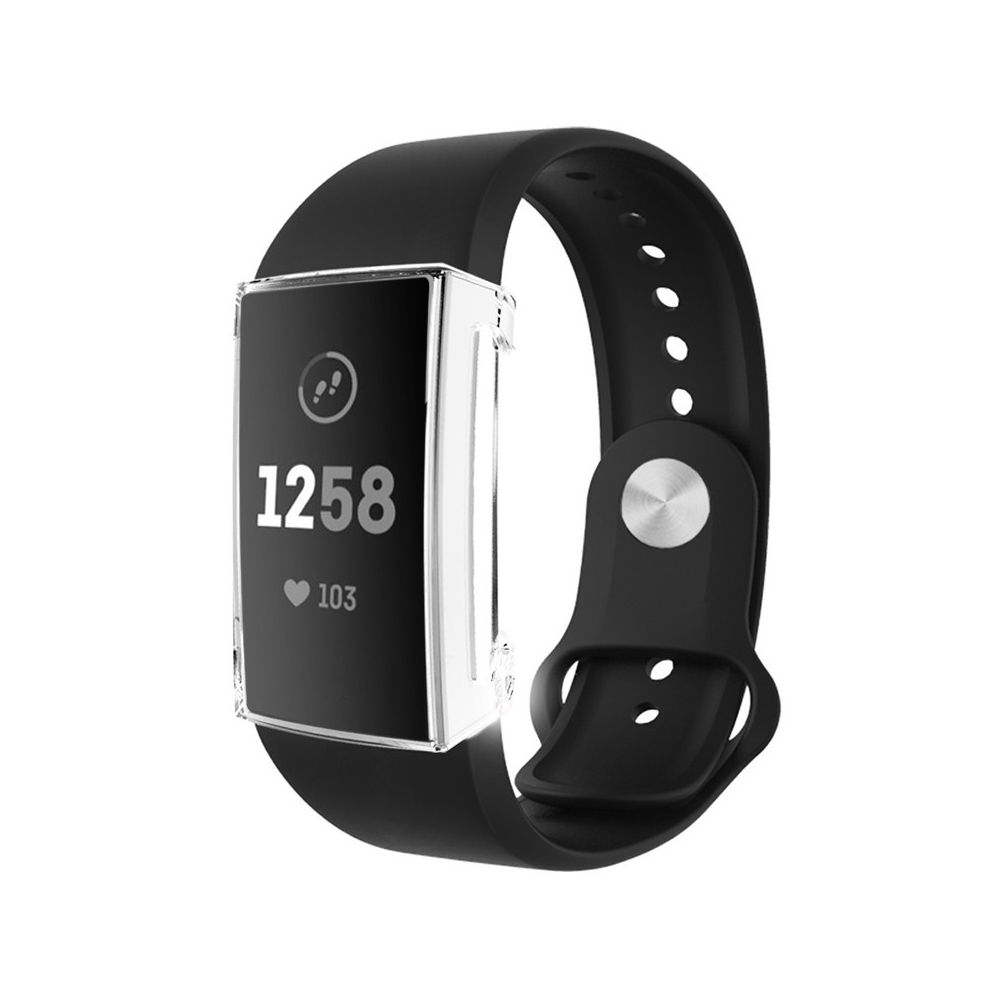 Wewoo - Boîtier de montre Pour Fitbit Charge 3 Etui de protection TPU placage de couverture totale Transparent - Accessoires montres connectées