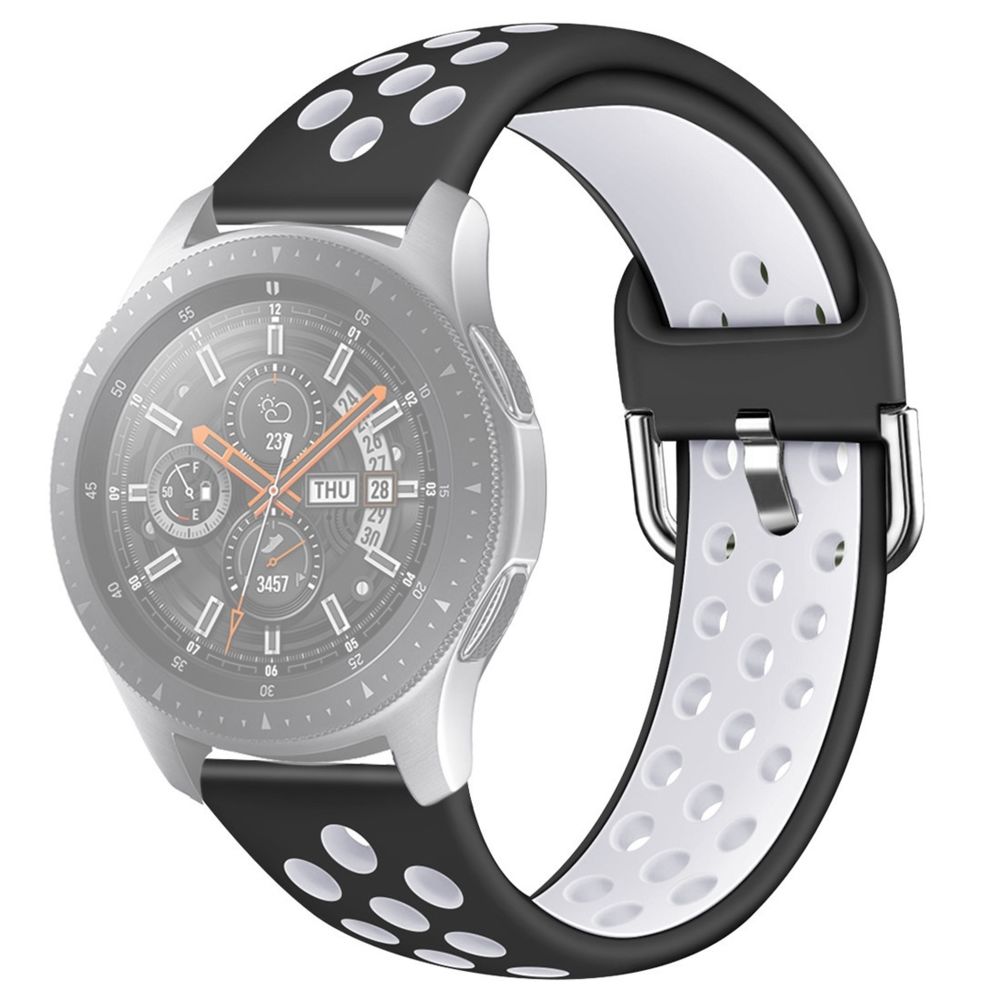 Wewoo - Bracelet pour montre connectée Galaxy Watch 46 / S3 / Huawei GT 1/2 22mm de en silicone bicolore couleurTaille S Noir et Blanc - Bracelet connecté
