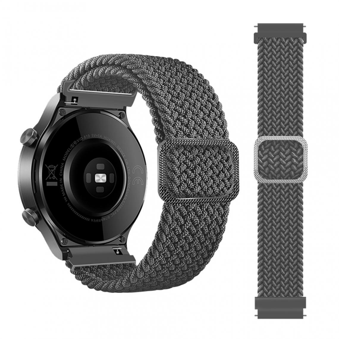 Other - Bracelet en tissu Corde tressée de 20 mm réglable gris pour votre Samsung Galaxy Watch Active/Active2 40mm/Watch 42mm - Accessoires bracelet connecté