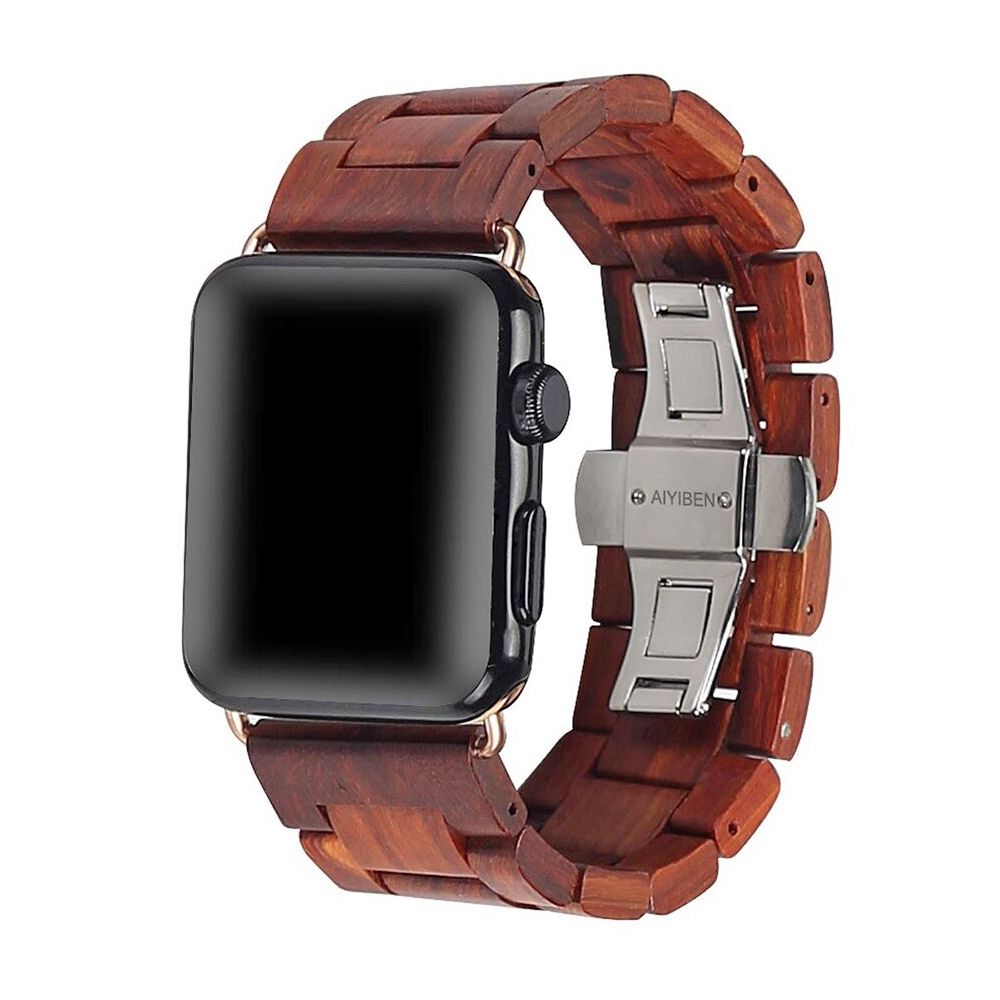 Izen - Bracelet En Bois Nature Wood Pour Apple Watch Modèle 42Mm 44Mm_Dk - Accessoires Apple Watch