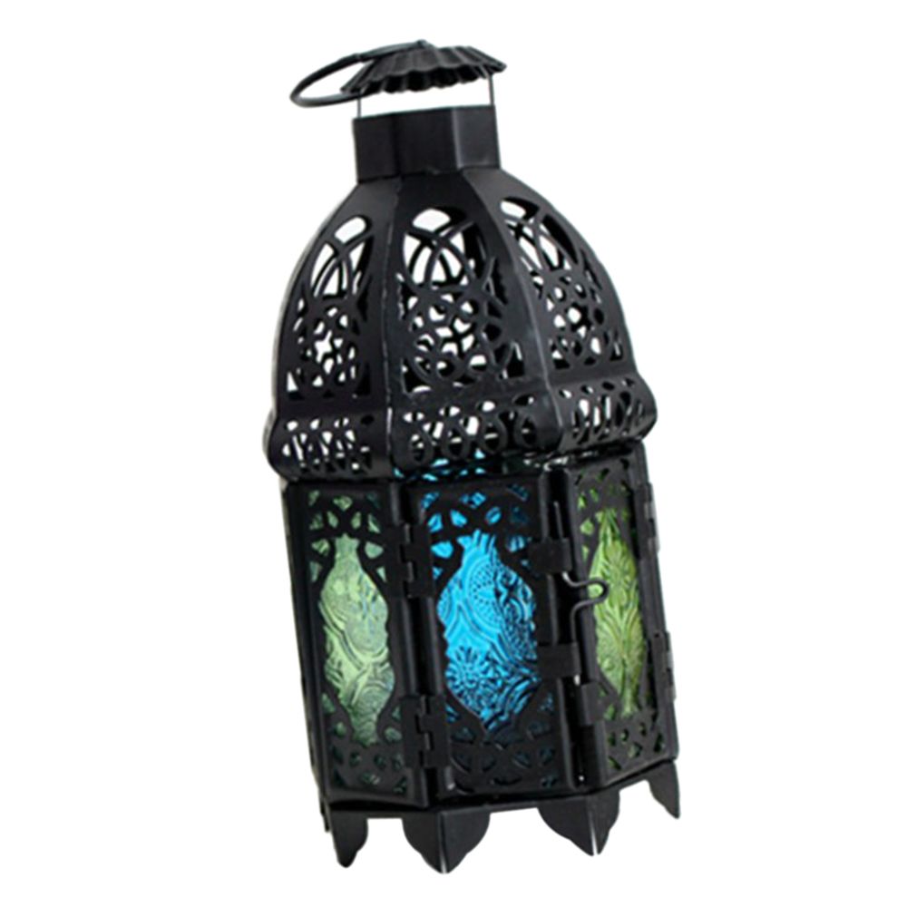 marque generique - lanternes marocaines rétro lumière de thé bougeoirs porte jardin maison noir a - Bougeoirs, chandeliers