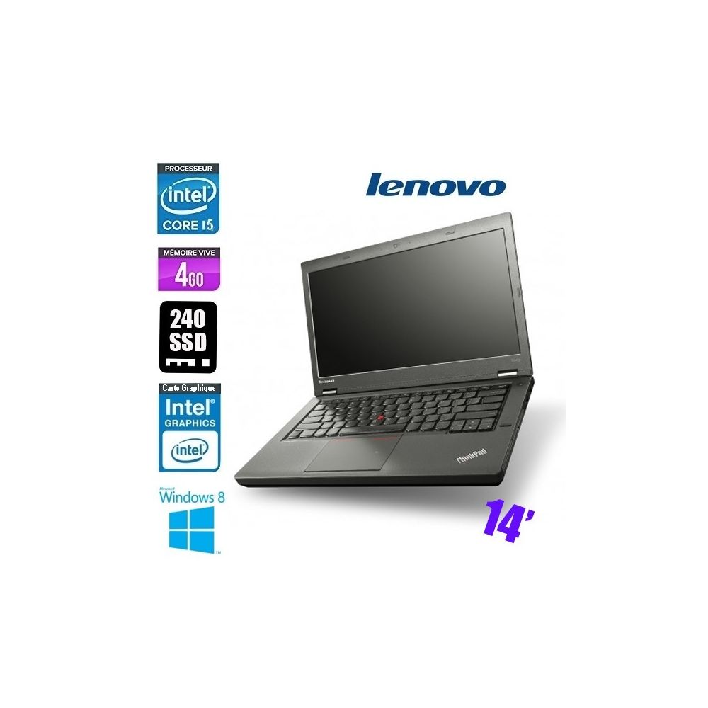 Lenovo - LENOVO THINKPAD T440P CORE I5 4300M 2.6GHZ - GRADE B Intel Core i5-4300M-2.6GHz 4 GoGo DVDRW Intel HD Graphics Familys WIFI WEBCAM 14"" Windows 10 AZERTY - PC Portable