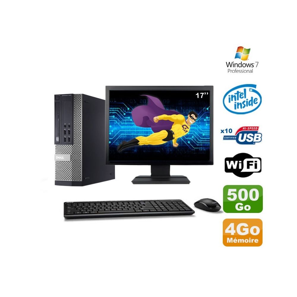 Dell - Lot PC Dell Optiplex 990 SFF G630 2.7GHz 4Go 500Go DVD Wifi W7 + Ecran 17"" - PC Fixe