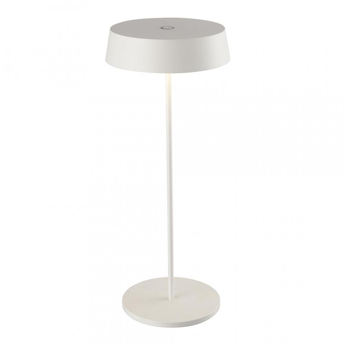 Lumisky - Lampe de table sans fil PLATY blanc en aluminium H29cm - Lampes à poser
