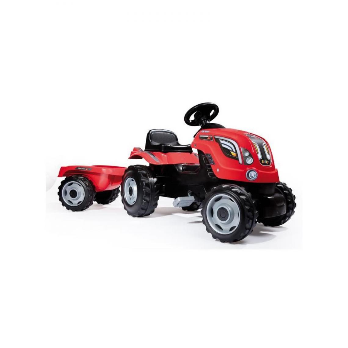 Smoby - Smoby Tracteur à enfourcher enfant avec remorque Farmer XL Rouge - Voitures