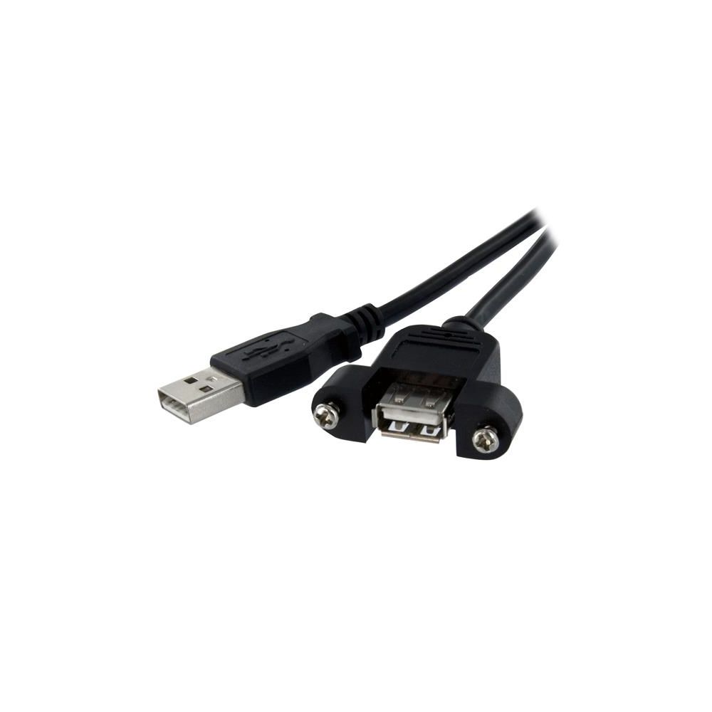Startech - StarTech.com Rallonge de câble USB 2.0 à montage sur panneau / goulotte A vers A de 60cm - F/M - Noir - Câble USB