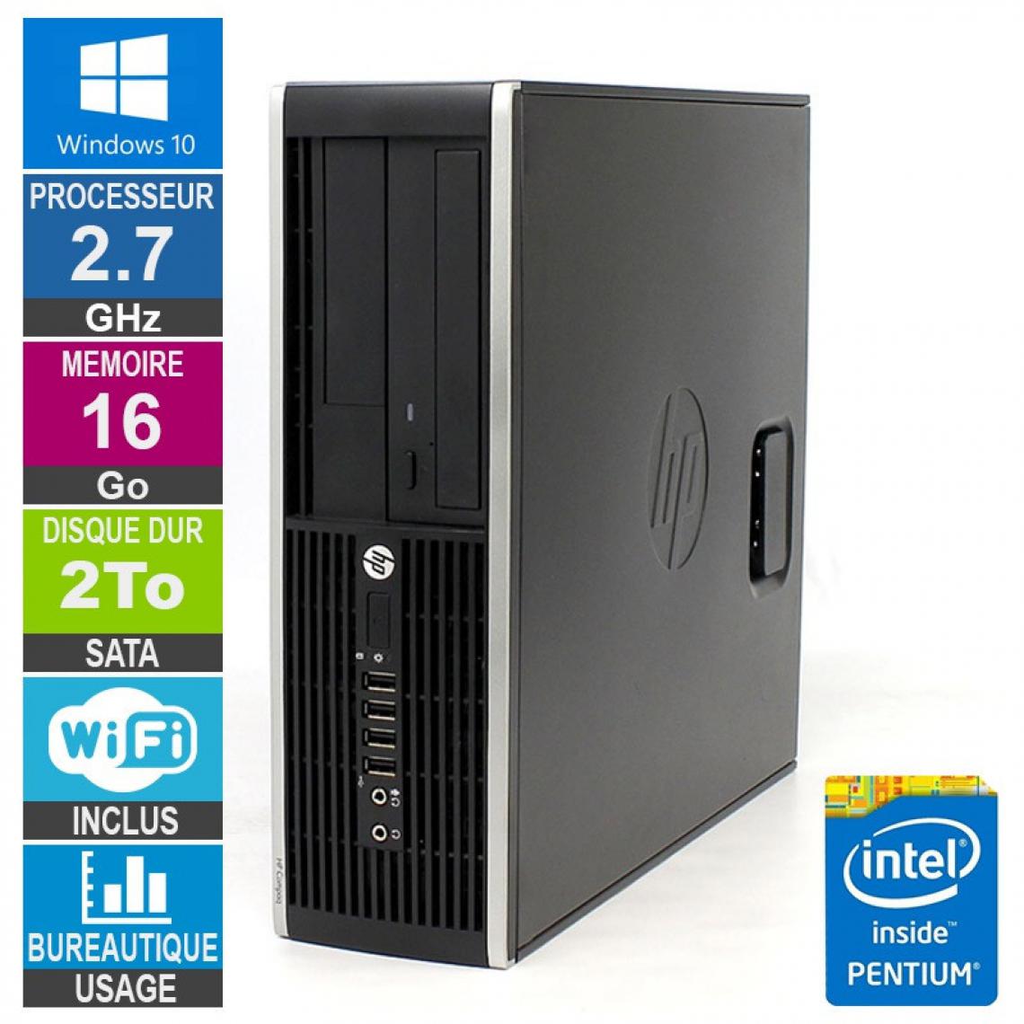 Hp - PC HP Elite 8200 SFF G630 2.70GHz 16Go/2To Wifi W10 - PC Fixe