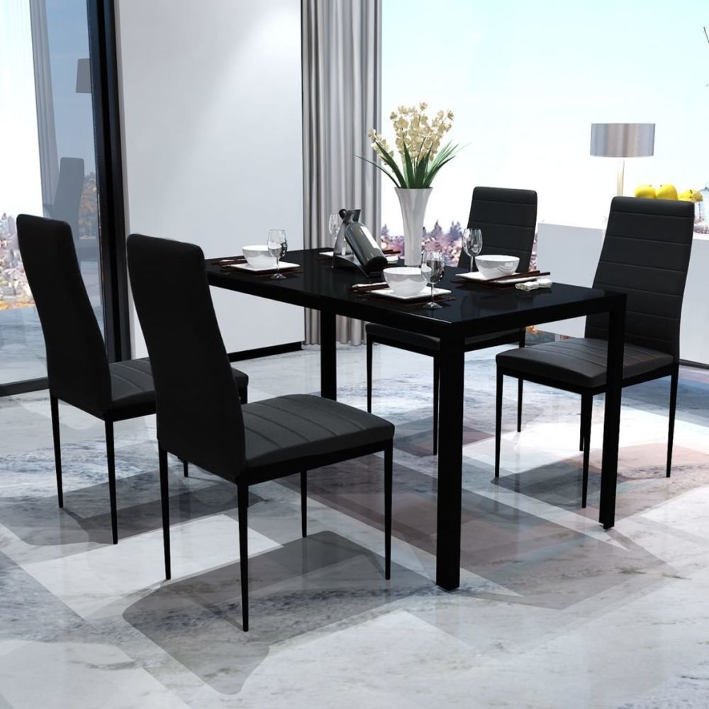 marque generique - Joli Ensembles de meubles ligne Majuro Ensemble de table pour salle à manger cinq pièces noir - Séjours complets