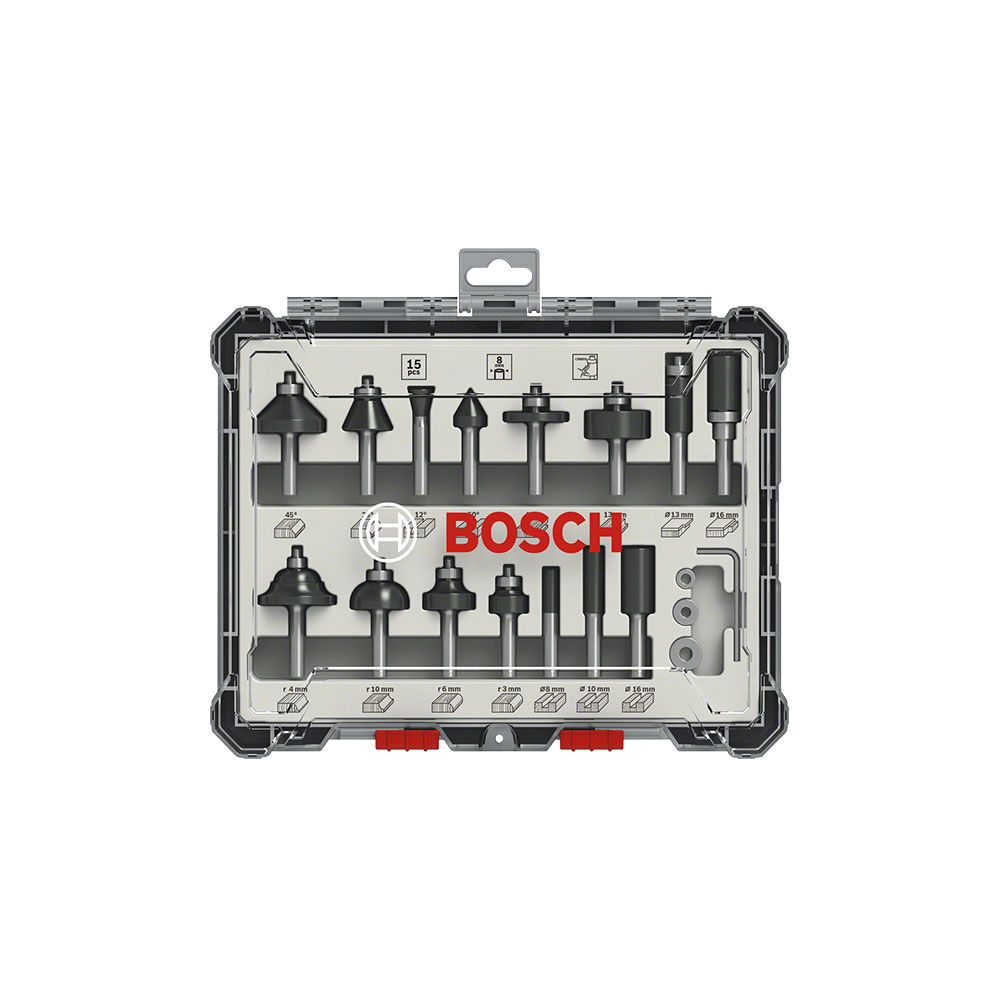 Bosch - BOSCH Kit de 15 fraises mixtes à queue de 8mm - 2607017472 - Accessoires vissage, perçage