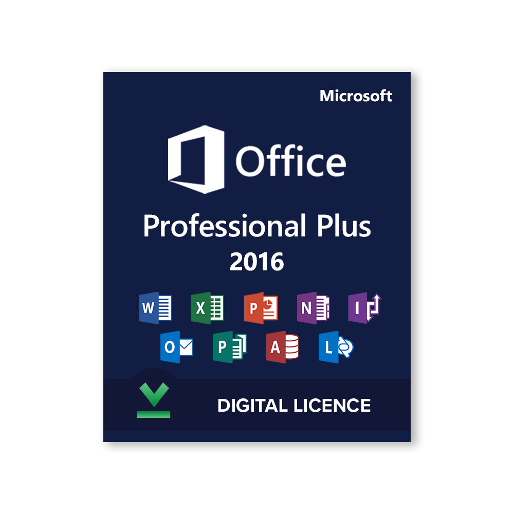 Microsoft - Office 2016 Professionnel Plus - Licence numérique - Logiciel en téléchargement - Traitement de Texte & Tableur
