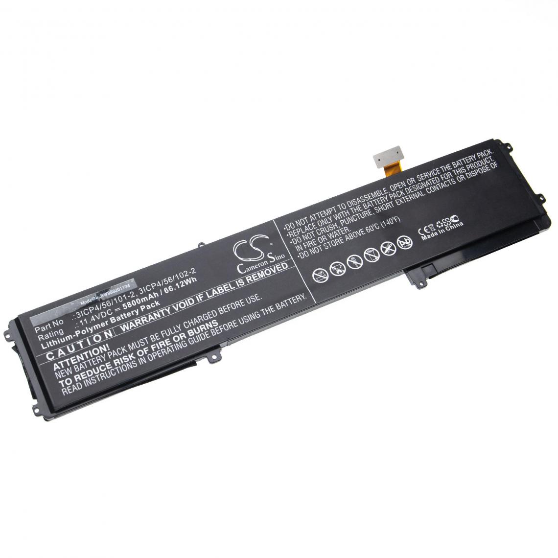 Vhbw - vhbw batterie remplace Razer CN-B-1-BETTY4-73E-05507, CN-B-1-BETTY4-73K-06472 pour laptop (5800mAh, 11,4V, Li-Polymère, noir) - Batterie PC Portable